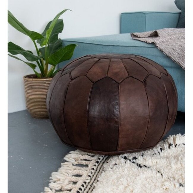 Poufs & Pillows Leather Pouffe - Chocolate Brown (XL)
