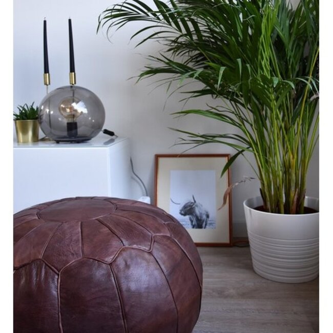 Poufs & Pillows Leather Pouffe - Chocolate Brown (XL)