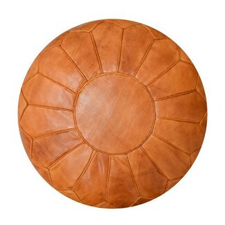Poufs & Pillows Leren poef - cognacbruin (XL)
