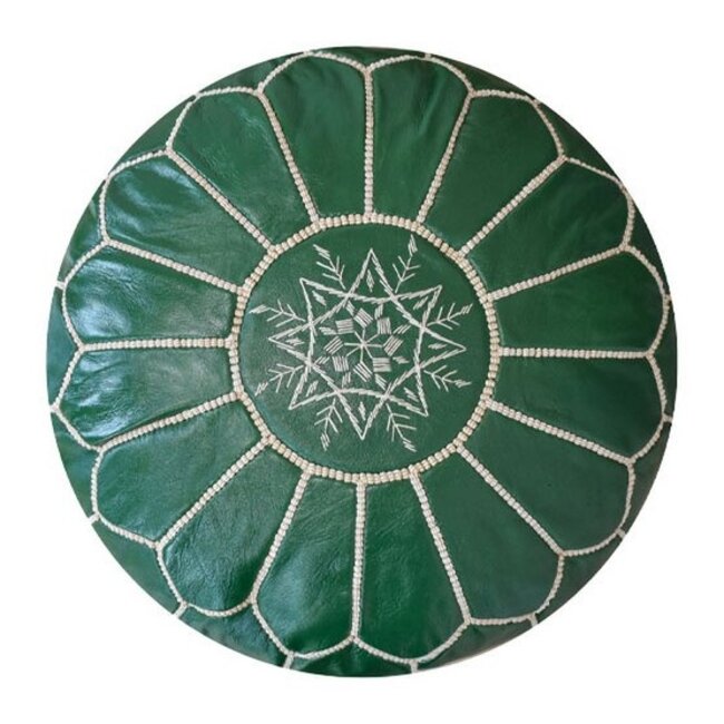 Poufs & Pillows Leren poef - olijfgroen