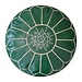 Poufs & Pillows Leren poef - olijfgroen