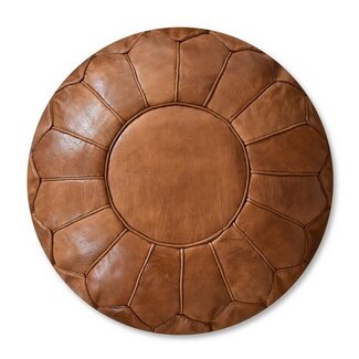 Poufs & Pillows Leren poef - karamelbruin (XL)