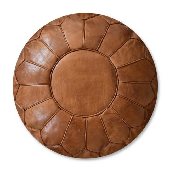 Poufs & Pillows Leren poef - karamelbruin (XL)