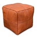 Poufs & Pillows Leren poef - cognacbruin (modern vierkant)