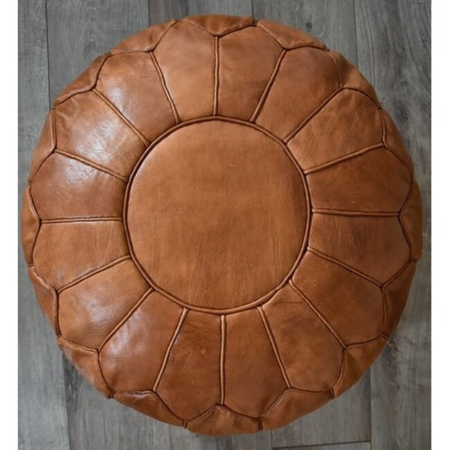 Poufs & Pillows Leren poef - karamelbruin (XL)