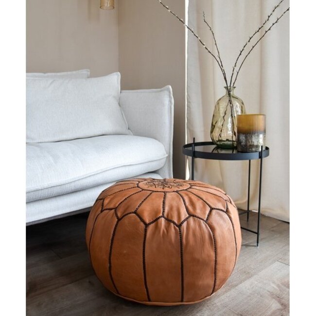 Poufs & Pillows Leather Pouffe - Caramel Brown