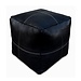 Poufs & Pillows Lederen pouffe - zwart (modern vierkant)