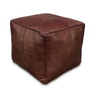 Poufs & Pillows Leren vierkante poef - bruin (vierkant) - gevuld geleverd