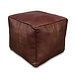 Poufs & Pillows Leren vierkante poef - bruin (vierkant) - gevuld geleverd