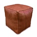 Poufs & Pillows Leren poef - cognacbruin (vierkant - XL) - Gevuld geleverd