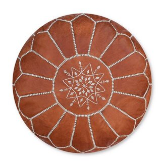 Poufs & Pillows Handgemaakte lederen poef - Terra Brown 55x35cm