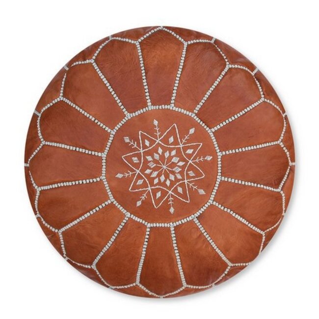 Poufs & Pillows Handgemaakte lederen poef - Terra Brown 55x35cm