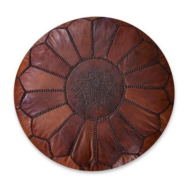 Poufs & Pillows Handgemaakte lederen poef -  Cinnamon Brown 55x35cm
