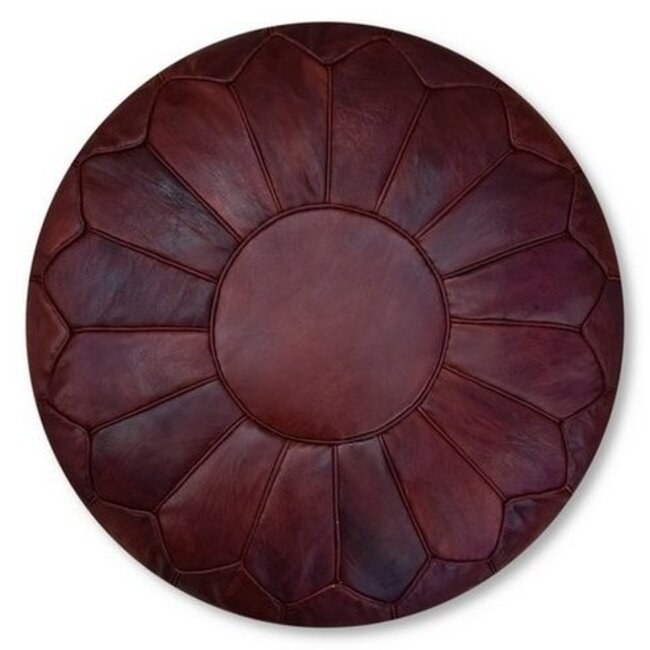 Poufs & Pillows Handgemaakte lederen poef - donker honingbruin 55x35cm