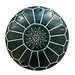 Poufs & Pillows Handgemaakte lederen poef - groen 55x35cm