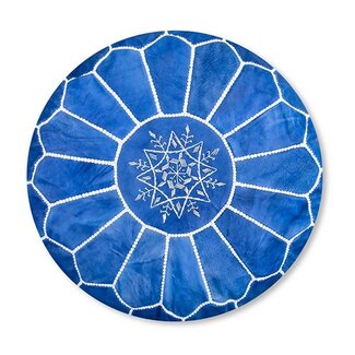 Poufs & Pillows Handgemaakte lederen poef - Sky Blue 55x35cm