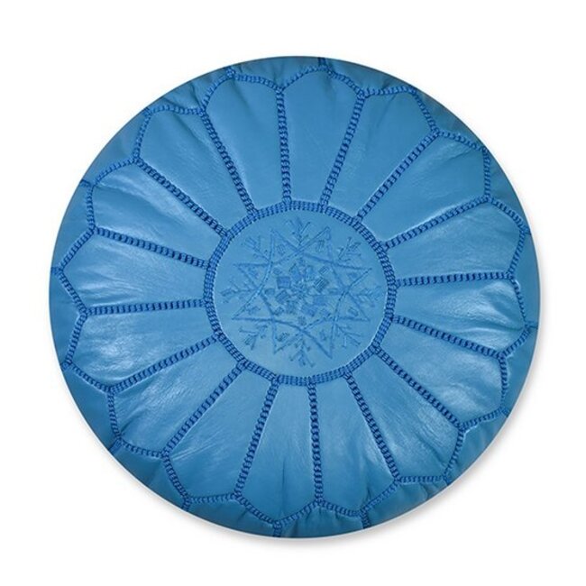 Poufs & Pillows Handgemaakte lederen poef - turquoise 55x35cm