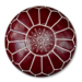 Poufs & Pillows Handgemaakte lederen poef - bordeaux 55x35cm