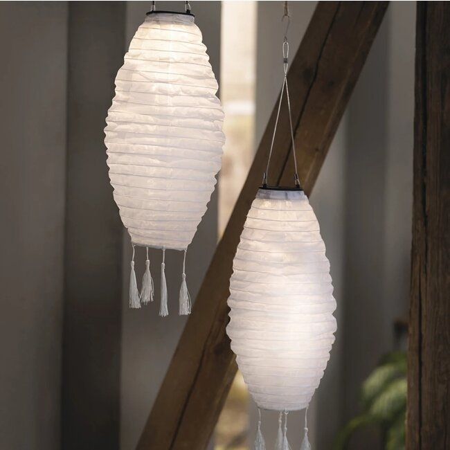 Dream-Living Solar Lampion – Wit – Ø 20 x 42 cm – Geschikt voor Buiten