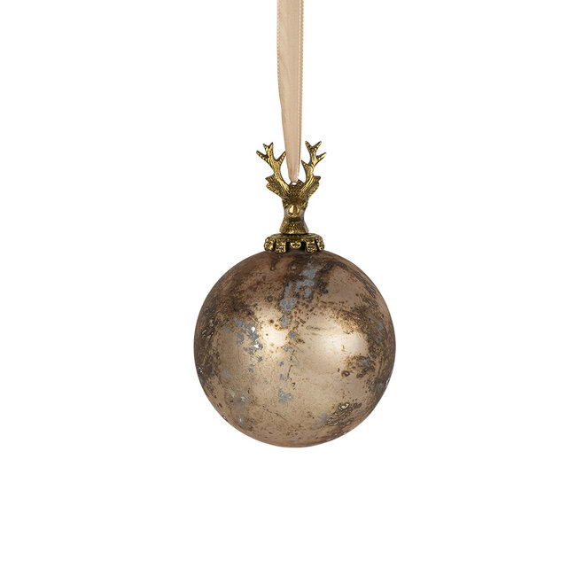 Mars & More decoratie bal hert antiek bruin 12cm