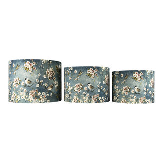 Mars & More lampenkap set 3st. cilinder vogels grijs (25 30 35cm)