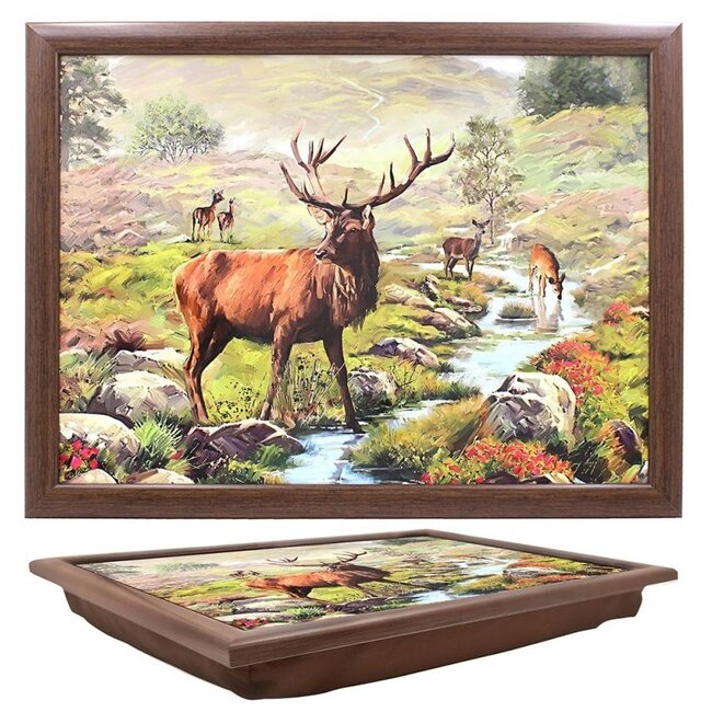 Lesser & Pavey Schootkussen laptray rustiek boslandschap en herten 43 x 33 x 6 cm