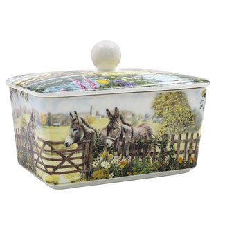 Lesser & Pavey Botervloot twee ezels porselein -16x10x10cm