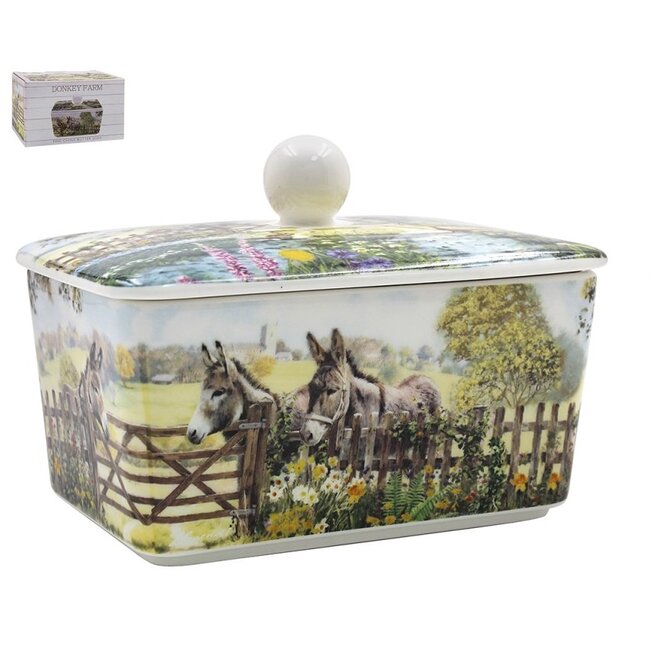 Lesser & Pavey Botervloot twee ezels porselein -16x10x10cm