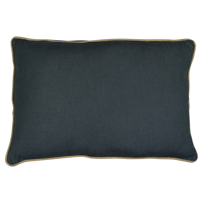 Mars & More kussen donkergrijs met jute bies 40x60cm*