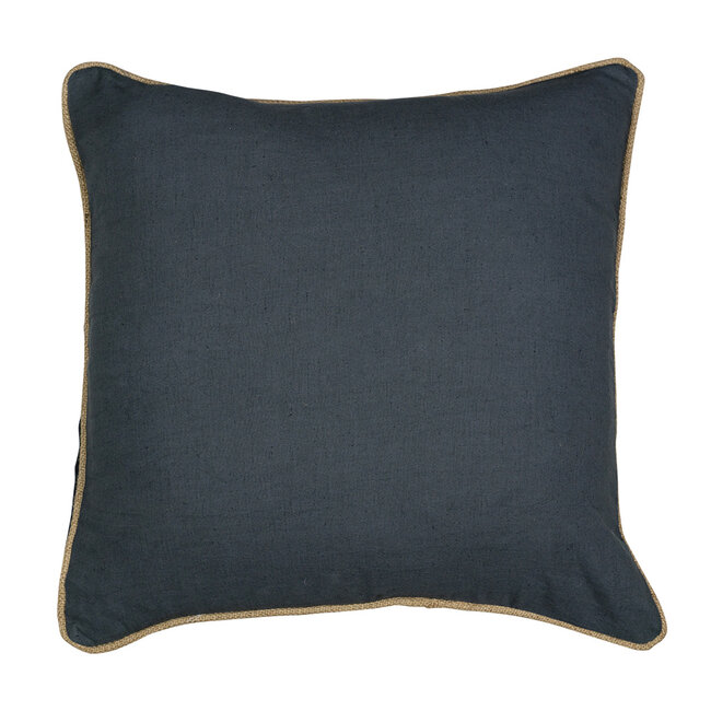 Mars & More kussen donkergrijs met jute bies 45x45cm*