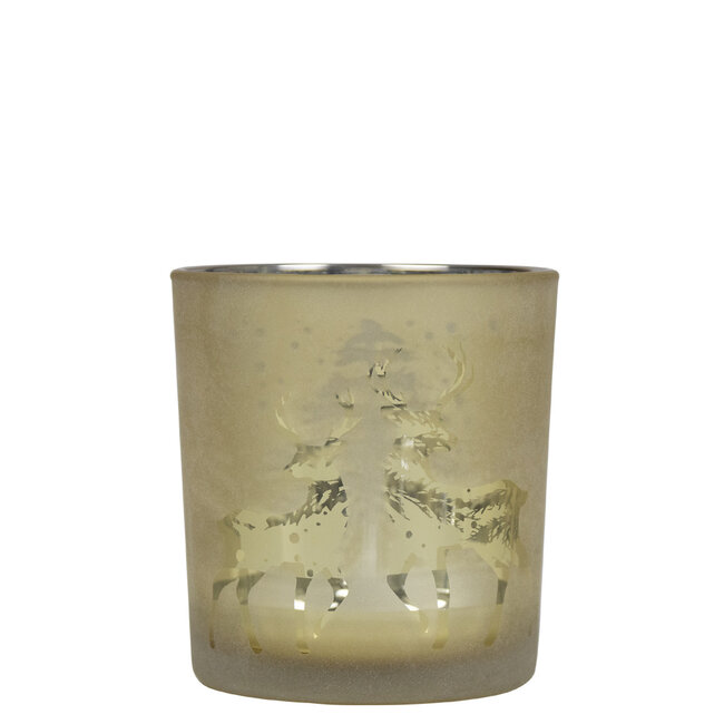 Mars & More windlicht dansend hert goud small 8cm