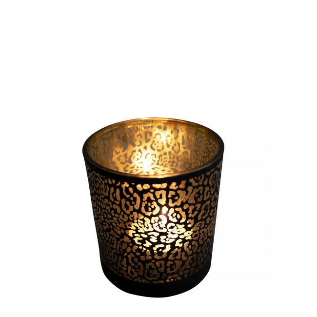Mars & More windlicht jaguar print mat zwart small 8cm