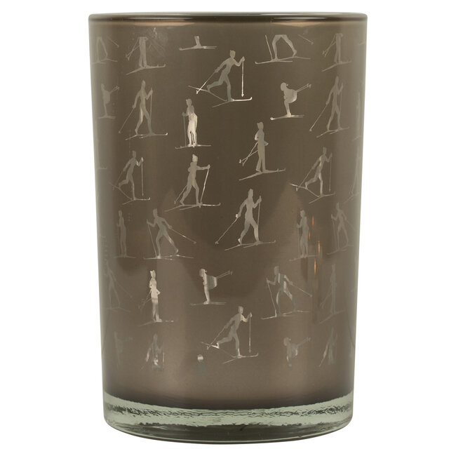 Mars & More windlicht ski taupe zilver large 18cm