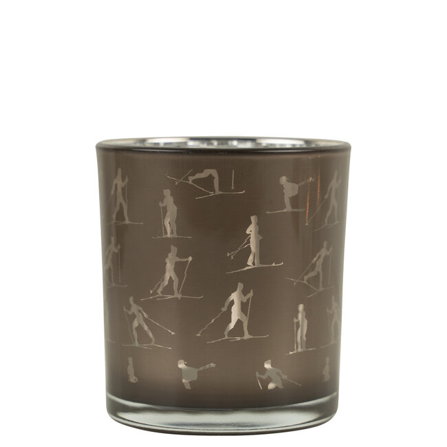 Mars & More windlicht ski taupe zilver small 8cm