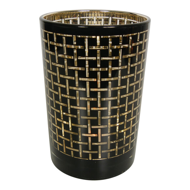 Mars & More windlicht zwart blokjes large 18cm*