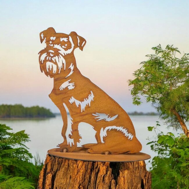 Dream-Garden Handgemaakt Tuinbeeld van Schnauzer zittend voor binnen en buiten