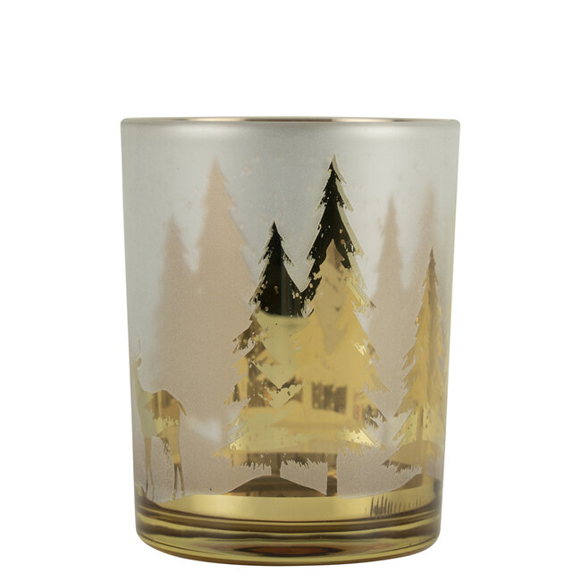 Mars & More windlicht hert boom goud medium 12cm