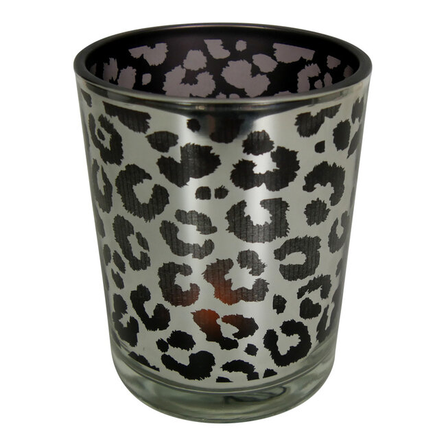 Mars & More windlicht zilver leopard large 18cm*