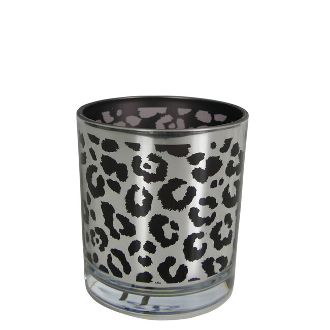 Mars & More windlicht zilver leopard small 8cm*