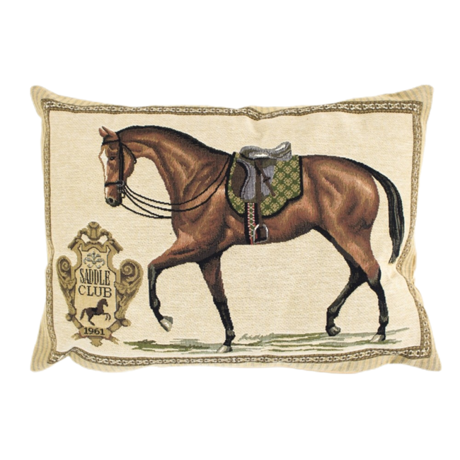 Mars & More gobelin kussen paard zadel groen 30x45cm