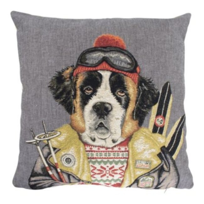 Mars & More gobelin kussen ski vrienden st. bernard 45x45cm