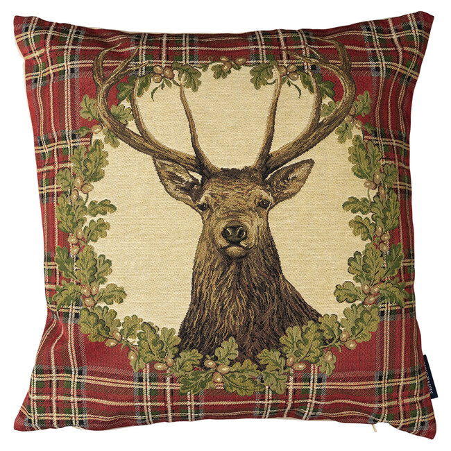 Mars & More gobelin kussen tartan hert 45x45cm