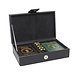 2 Pokersets en 5 Gouden Dobbelsteenbriefjes in Zwarte Faux Leren Etui