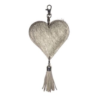 Mars & More sleutelhanger hart grijs 10cm