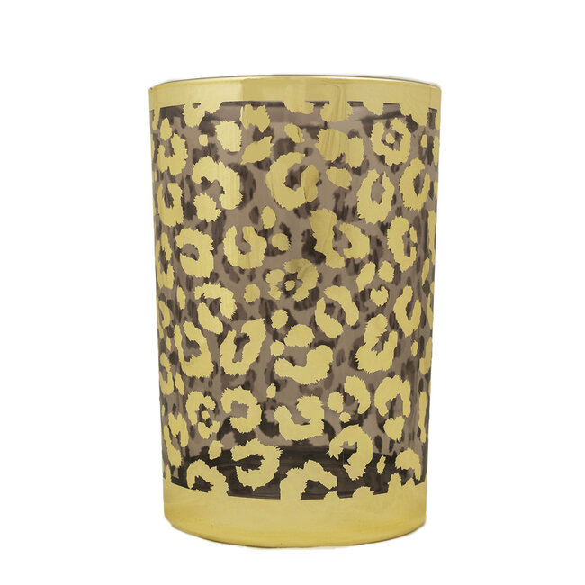 Mars & More *windlicht luipaard stippen goud large 18cm*
