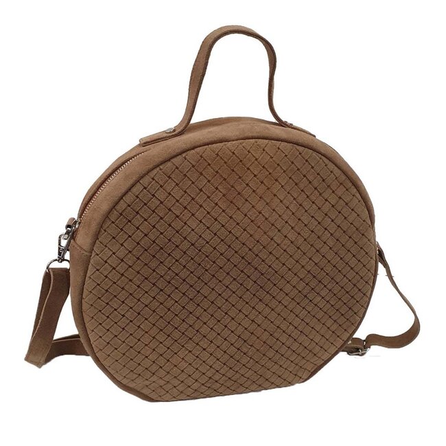 Mars & More crossbody tas suede geweven bruin 30x28x7cm (bos taurus taurus)