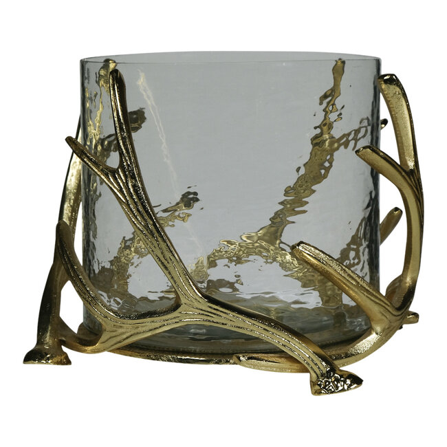 Mars & More windlicht gewei champagne goud large d28 h20cm