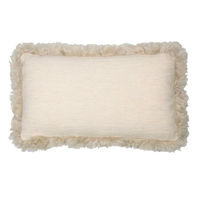 Mars & More kussen schaap krulhaar linnen beige 30x50cm