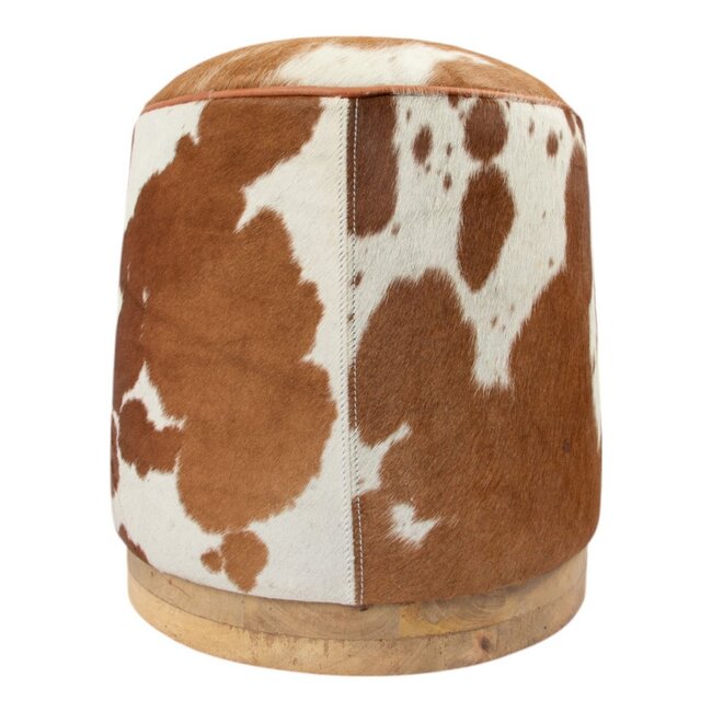 Mars & More Poef Koe rond bruin wit 40x40x43cm (bos taurus taurus)