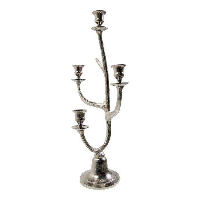 Mars & More Kaarsen Standaard gewei zilver 4 h58 d12x9,5cm
